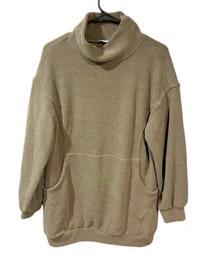 Free‎ People Green Ribbed Slouchy Cowl Neck Pullover Top Size XS thumbnail 1