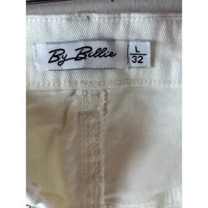 By Billie Womens White Denim Cropped Wide Leg Jeans Raw‎ Hem Size L 32 thumbnail 4