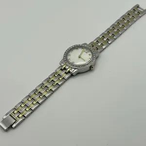 Women’s Two-tone Mother Pearl Gold Studded Dial Watch Working New Battery thumbnail 4
