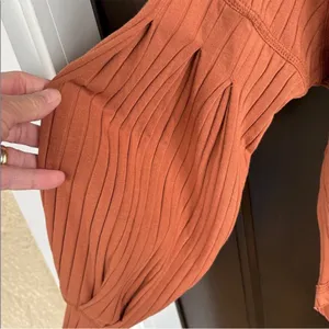 NWT Free People Movement Bella Layer Ribbed Henley Top Spiced Copper Generous XS thumbnail 8