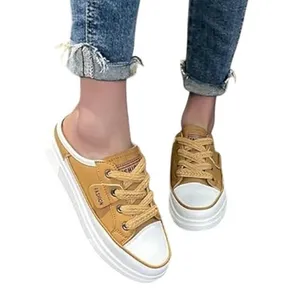 NWT ~ Tan Flat Mule Slip-On Backless Casual Sneakers Shoes ~ Women's Size 11 1/2 thumbnail 4