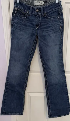Ariat REAL Jeans Women's 28R MidRise Stretch Whipstitch Bootcut Western Rodeo thumbnail 1