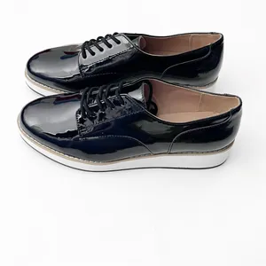 BRASH Black Faux Leather Textured Lace Up Platform Oxford Loafers 8.5 Preppy thumbnail 5