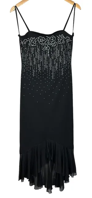 Vtg Taboo Sequin Glitter Maxi Dress High Low Ruffle Hem Large Whimsygoth Fairy thumbnail 1