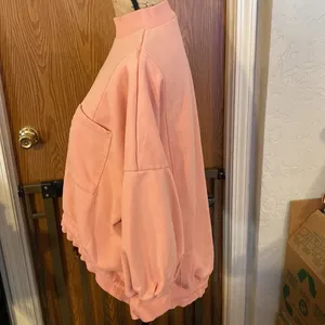 Nap Loungewear Peach Coral Oversized Sweatshirt Hi-Low Drawstring Hem Size Large thumbnail 3