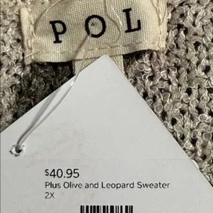 POL women’s plus size 2XL oversized olive & leopard pattern slouchy sweater new thumbnail 10