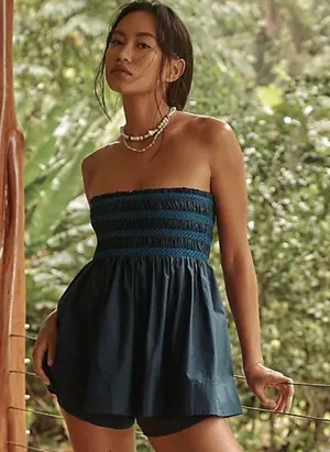 By Anthropologie strapless smocked top size small thumbnail 1