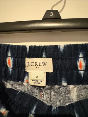 J. Crew Factory Linen Cotton Drawstring Ikat Pants navy blue size 2 thumbnail 4