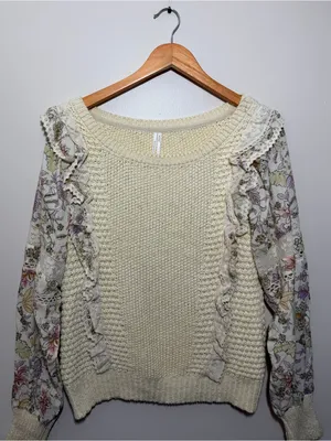 Anthropologie Printed Sleeve Sweater thumbnail 2