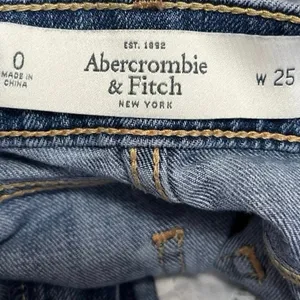 Abercrombie & Fitch Newyork Women's Blue High Rise Raw Hem Denim Mini Shorts 0 thumbnail 3