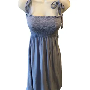 LULU’S Looking Up Blue Chambray Smocked Tie-Strap Midi Dress Sz XS Cottagecore thumbnail 2