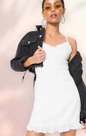 superdown Charlee Frill Cami‎ Dress in White S thumbnail 1