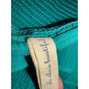 Maeve 100% Cotton Turquoise Ruffle Halter Smocked Dress Medium #784 thumbnail 8