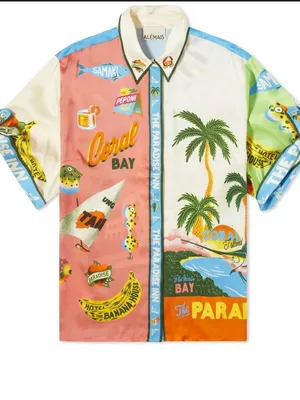 Resort-Print Wide Leg 2 piece set camp style shirt - Multicolor thumbnail 6