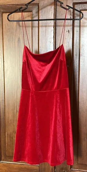 Urban Outfitters Velvet Red Sleeveless Stretch Mini Dress Size M Holiday Party thumbnail 1