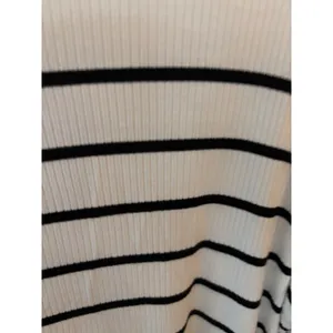 Ava & Viv Womens 1X Striped‎ Mock Neck Ribbed Long Sleeve Top Cream Black thumbnail 4