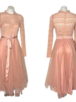BALTIC BORN Lonnie Tulle Dress Pink Lace Tulle Skirt Fit & Flare Size Medium thumbnail 10