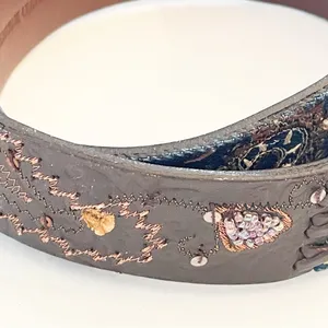 Chico’s Women’s Vintage Tooled‎ Embroidered Leather Belt Denim Sequins thumbnail 3