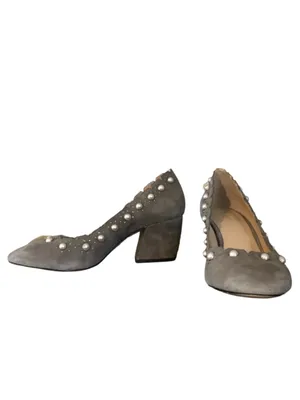 Botkier "Holly" Gray Suede Heels With Faux Pearl Beads (7.5) thumbnail 4