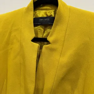Zara Mustard Yellow Inverted Lapel Collar Frock Jacket Coat Jacket Size Xs thumbnail 6