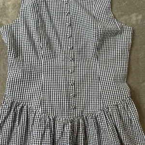 Wild Fable Seersucker Gingham Plaid Mini Dress Womens L Navy White Button Front Drop Waist thumbnail 13