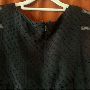 Adrianna Papell Black Silk Textured Fit & Flare Tie Front Dress Size 6 thumbnail 5