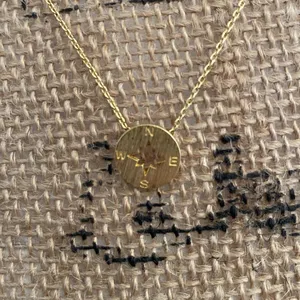 Gold Tone Compass‎ Cardinal Directions Necklace Dainty thumbnail 2