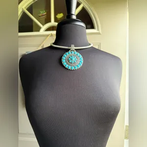 Vintage Y2K western turquoise choker slink necklace thumbnail 3