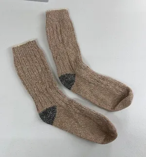 Adult tan gray cable knit ribbed stretch warm soft tall socks one‎ size winter thumbnail 1