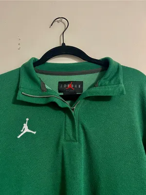 Nike Jordan Dri-fit Jumpman 1/4 Zip Long Sleeve Green Top DQ7917 Women’s Sz L thumbnail 2