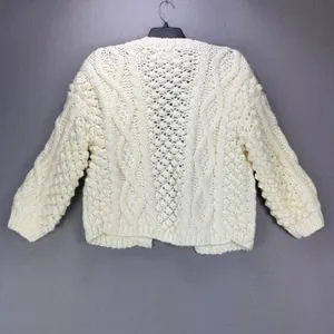 Chicwish Sweater Cream Hand Knit Cardigan Chunky Fisherman - Check Measurements thumbnail 2