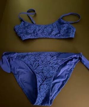 Aerie Royal Blue Crochet Bikini Size Medium thumbnail 1