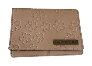 Frye and Co Women's Credit Card Bi-fiold Wallet Vegan Leather Beige Floral thumbnail 1