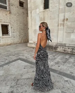 Zara dress maxi zebra animal print flower open back bodycon evening wedding thumbnail 7