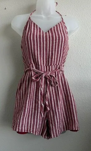 Hollister Stripped holiday romper with pockets small thumbnail 1