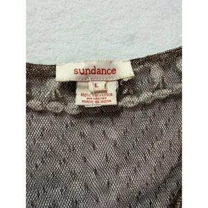 Sundance Brown Mesh Embroidered Tunic Top V-Neck 3/4 Sleeve Boho Floral Large thumbnail 13