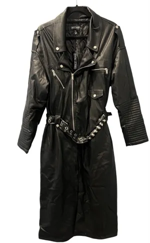 Dolls Kill Current Mood NWT Circuit Breaker Moto Trench Coat Sz XL Vegan Leather thumbnail 1