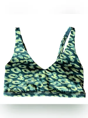 Aerie Offline Goals Plunge Deep Forest Leopard Print Sports Bra Small thumbnail 2