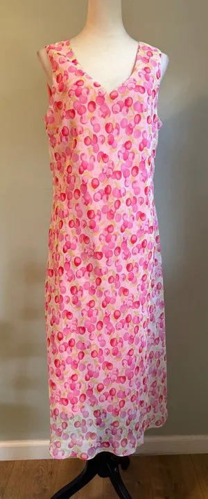 Pink Cherry Sleeveless Maxi midi 16 Fruit y2k dainty cottage festival cute boho thumbnail 1