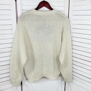 Vintage Rafferty 80s‎ 90s Floral Chunky Knit Sweater Ivory Large Crewneck thumbnail 8