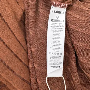 Halara Dress Sz Sm Ribbed‎ Knit Flare Long Sleeve Flowy Casual Brown Minimalist thumbnail 9