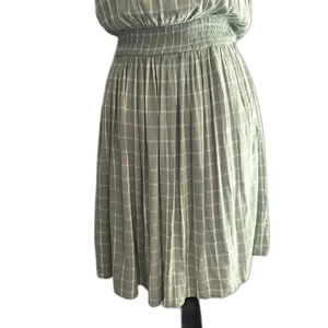 Maurices Sage Green Sundress Windowpane Check Plaid‎ Smocked Waist Size Small thumbnail 3