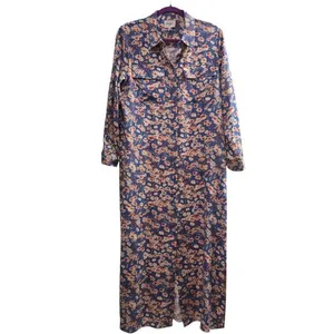 Haute Hippie‎ NWOT Long Sleeve Blue Floral Buttoned Midi Dress Size Small thumbnail 3