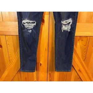 American Eagle Women's Size 0 Blue Tom Girl Distressed Dark Wash Stretch Jeans ( thumbnail 2