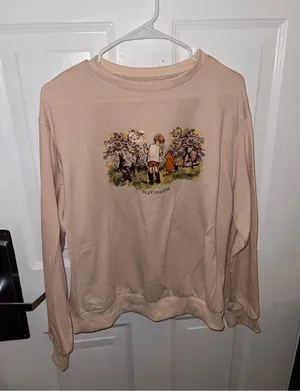 Winnie the Pooh Graphic Pullover Sweatshirt w/ Illustrated Kids Scene -Size Larg thumbnail 1