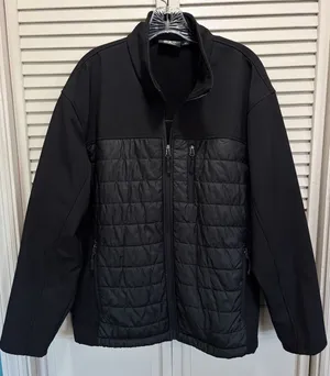 Athletech Puffer Jacket‎ Zip Up Size Large Zip Pockets Fleece Lined Black Toggle thumbnail 1
