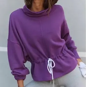 Free People Movement Remi Purple Drawstring Sweatshirt Size Large NWOT thumbnail 1