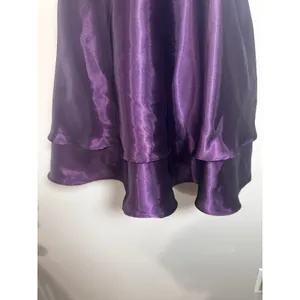 Blondie Nites Purple Satin Halter Mini Dress Tiered‎ Ruffle Hem Size 5 thumbnail 3