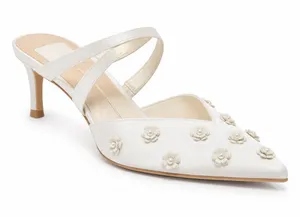 DV by Dolce Vita Kenton Ivory Floral Pearl Pointed Toe Mule Heels Size 8 Coquette Bridal $135 thumbnail 1