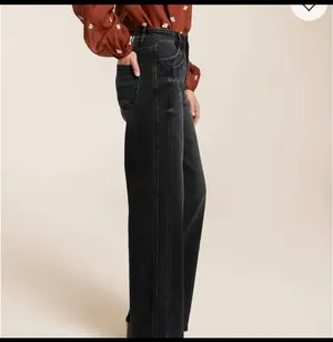 Vervet Blue by Flying Monkey Kris Straight Leg Wide Jeans Black Wash 32x30 thumbnail 4